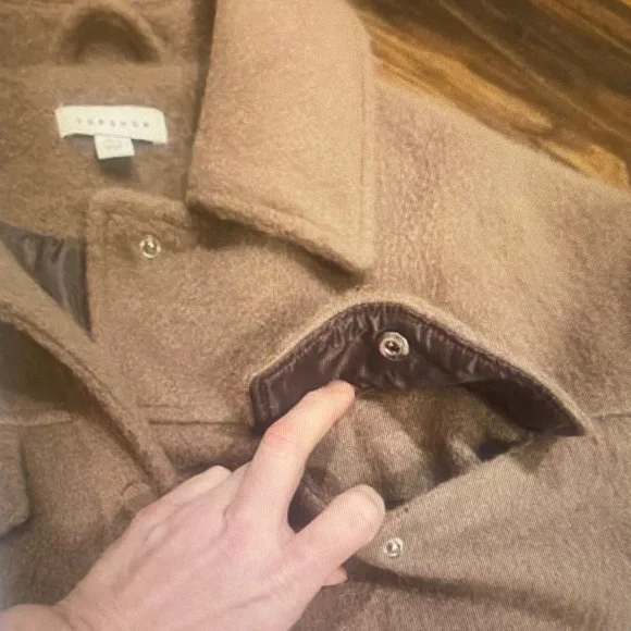 Topshop Wool Blend Belted Shacket Jacket Brown Brushed Coat US 8 - Picture 4 of 9